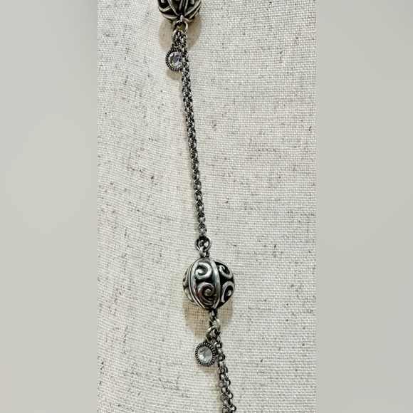 Brighton Contempo Filagree Ball & crystal long silver necklace and earring set - Picture 4 of 9